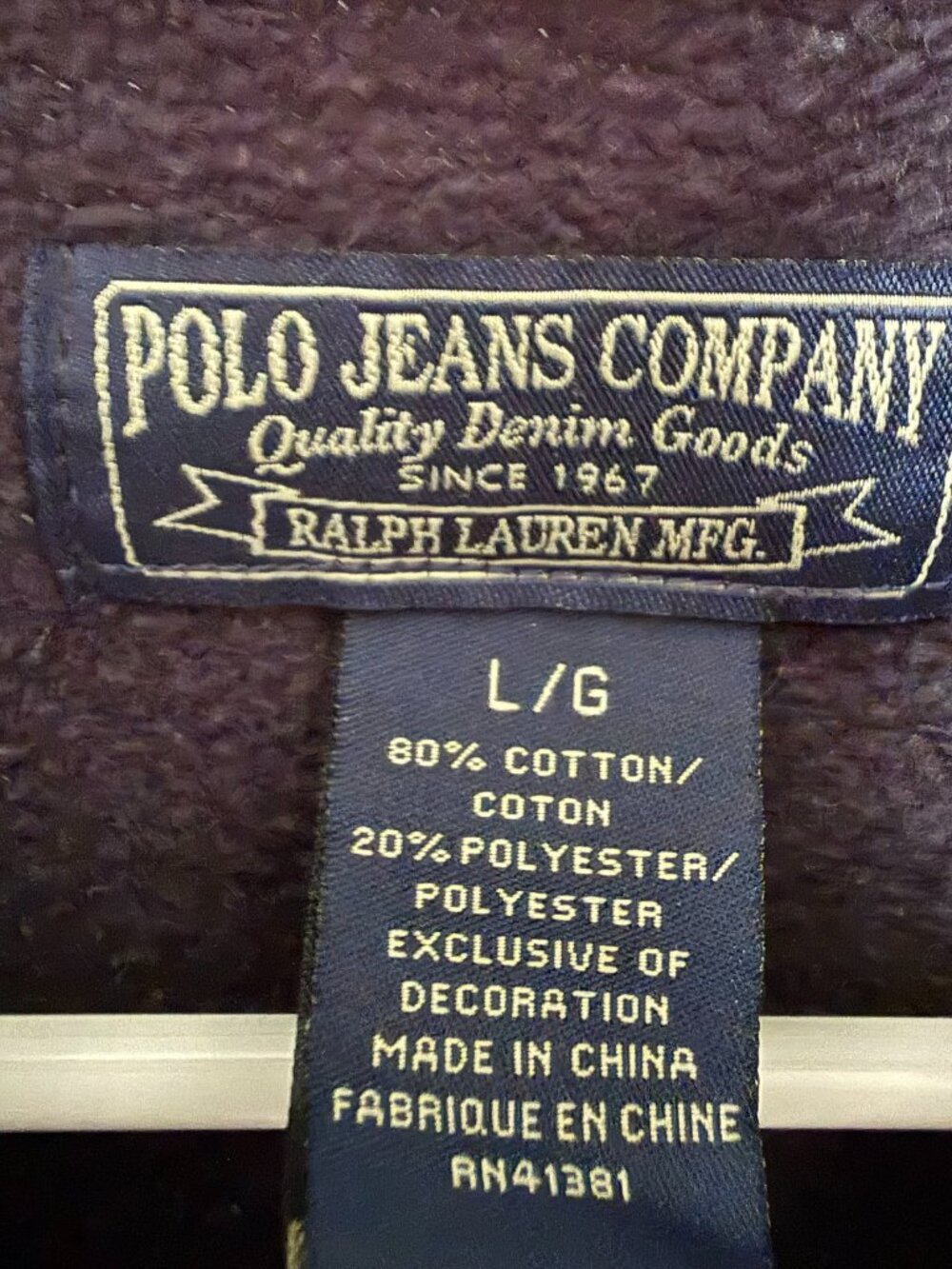 Ralph Lauren POLO zip up hoodie WOMENS Navy Cotton sweatshirt Sz Large - Picture 2 of 3